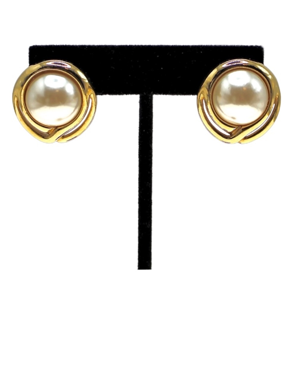 Signed Richelieu Pierced Faux Pearl Earrings